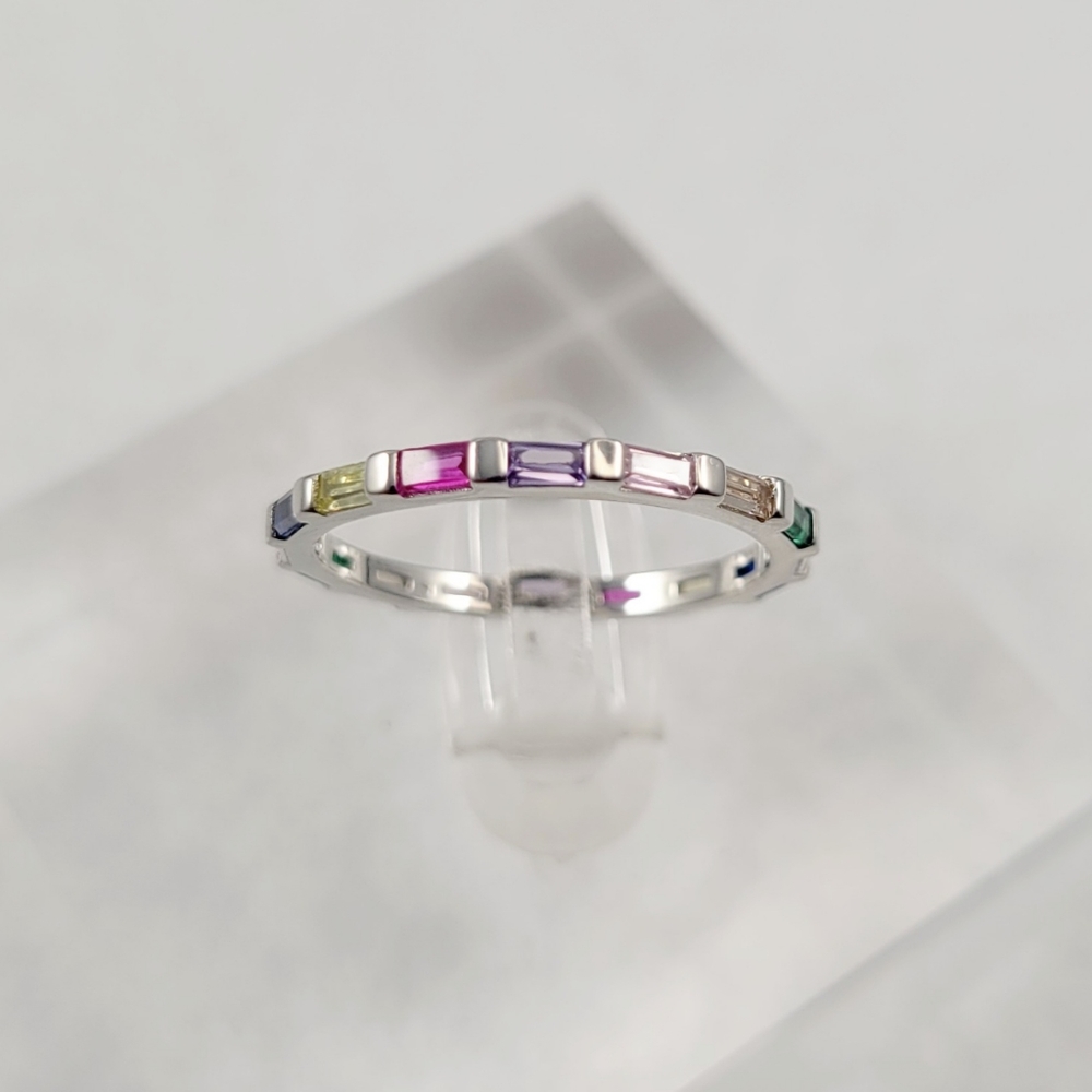 Sterling Silver Rainbow Eternity Band - Picture 10 of 10